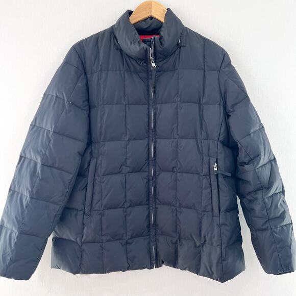 GAP Black Down Feather Puffer Jacket Large Women's Quilted Puffer Jacket Down - Picture 1 of 9